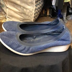 Cole Haan Blue suede shoe with slight wedge